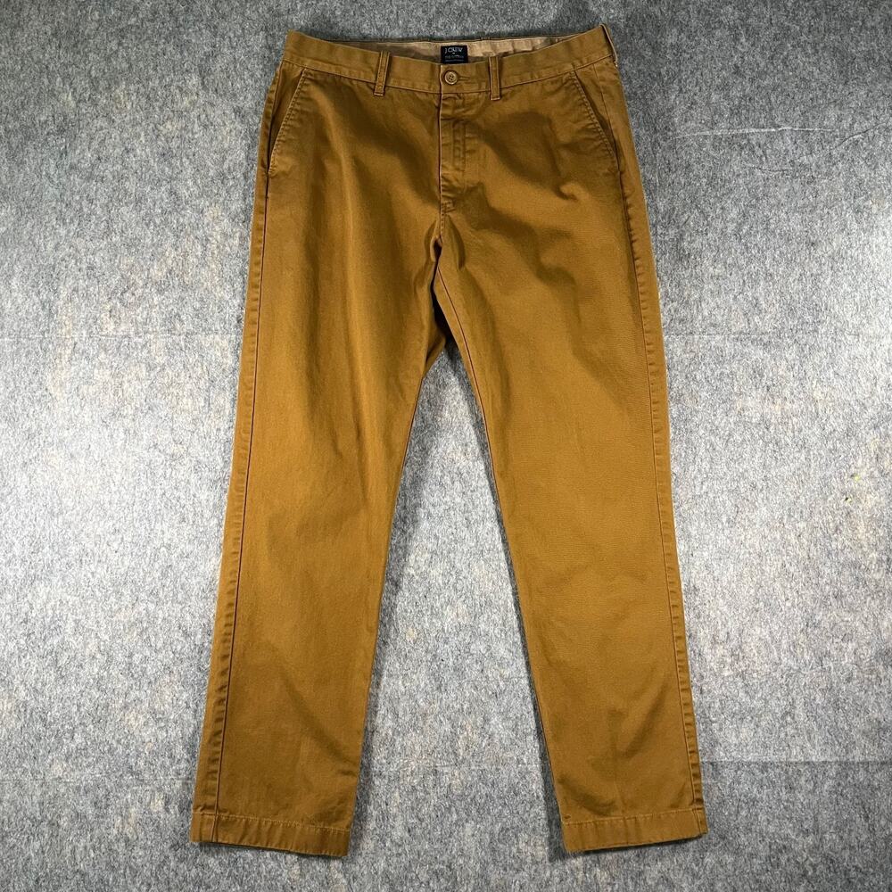 J.Crew The Sutton Mens Chino Pants Size 34x32 Slim Straight Khaki Brown Trousers